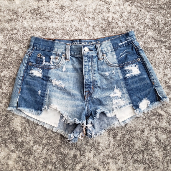 American Eagle Outfitters Pants - SOLD LOT AE | Vintage High Rise Ultra Distressed Festival Denim Jean Shorts 2
